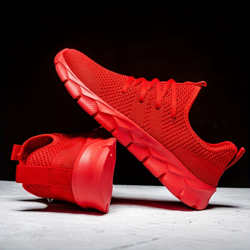 Men's Lightweight Breathable Running Shoe, Lace-Up Casual Sneakers for Gym, Jogging & Daily Wear (All-Season, Solid Color)