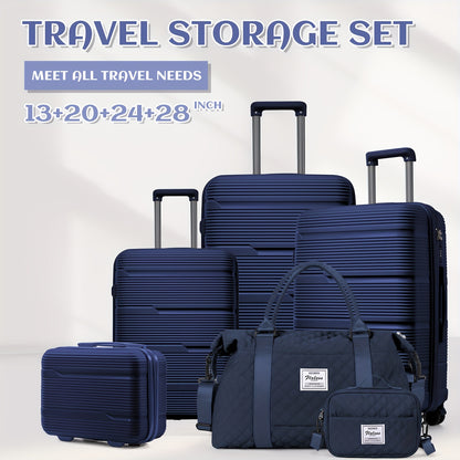 Set di valigie da viaggio Coofay, 33,02-71,12 cm, con ruote silenziose, materiale PP, valigie da cabina e da stiva resistenti, beauty case e beauty case, versatile attrezzatura da viaggio