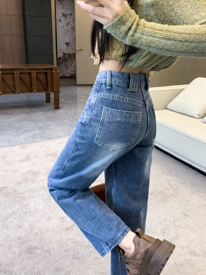 Vintage Wide Leg Jeans, Slant Pocket Loose Stylist Streetwear Baggy Denim Pants, Women's Denim Jeans & Clothing