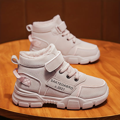 Stivali da neve per ragazzi, stivali invernali casual con stampa di lettere e applicazioni magiche, termici e antiscivolo