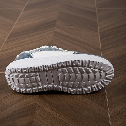 Scarpe da ginnastica casual comode e ammortizzate con suola spessa e rialzo argentato