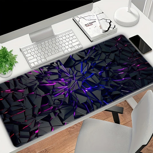Tappetino da scrivania e mouse da gioco extra large - Design futuristico viola neon e nero con effetto neon luminoso, base in gomma antiscivolo, superficie liscia per PC, ufficio