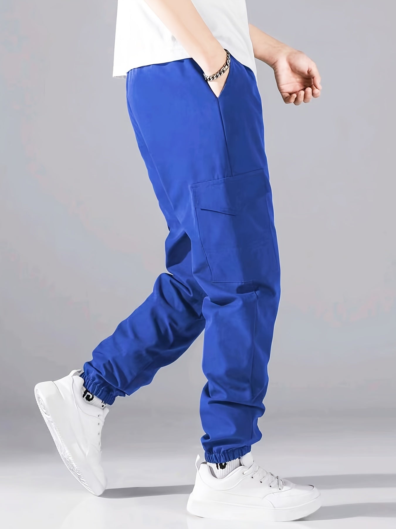 Pantaloni cargo alla moda, pantaloni da uomo con coulisse e tasche multiple, pantaloni casual larghi da esterno, pantaloni da lavoro da uomo per attività all'aperto, stile streetwear hip hop