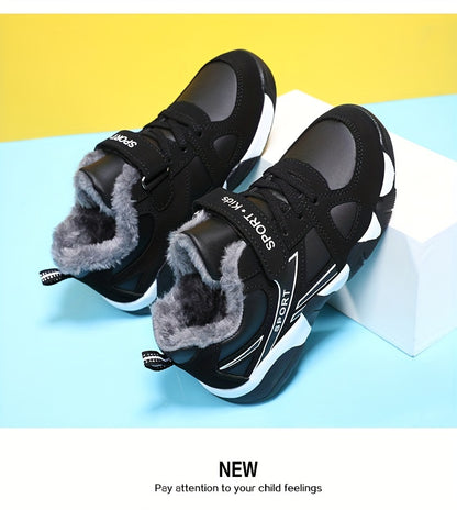 Boy's Trendy Snow Boots With Warm Plush Lining, Comfy Non Slip Casual Soft Sole Sneakers, Winter