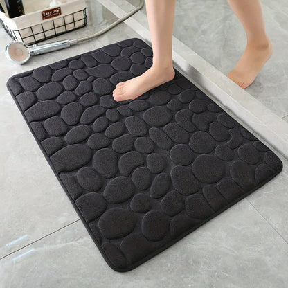 1pc Soft and Comfortable Memory Foam Bath Rug with Cobblestone Embossment - Rapid Water Absorbent and Washable - Non-Slip - Perfect for Shower Room and Bathroom Accessories, Bathroom decorations, kitchen Area Rugs, bedrooom,