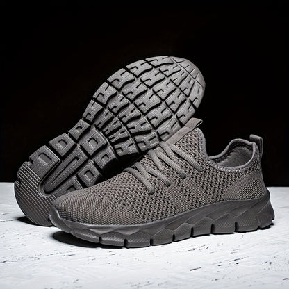 Men's Lightweight Breathable Running Shoe, Lace-Up Casual Sneakers for Gym, Jogging & Daily Wear (All-Season, Solid Color)