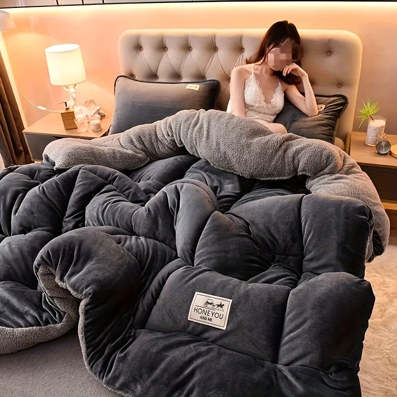 1pc Luxury Thickened Winter Quilt - Soft Light -Friendly Bedding with Quilted Stitching, Machine Washable, Plush Texture for Modern Minimalist Bedroom Decor, Rustic Country Style
