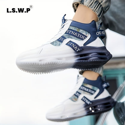 Unisex High-Top Sneakers | Fashionable Casual Street Style, Lace-Up, Faux and Fabric, EVA and TPU Sole, Round Toe - L.S.W.P