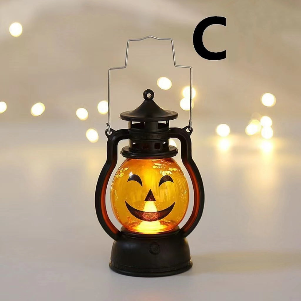 1pc Halloween Oil Lamp, Portable Pumpkin Skull Pony Lantern, Bar Party Atmosphere Light, Halloween Decoration