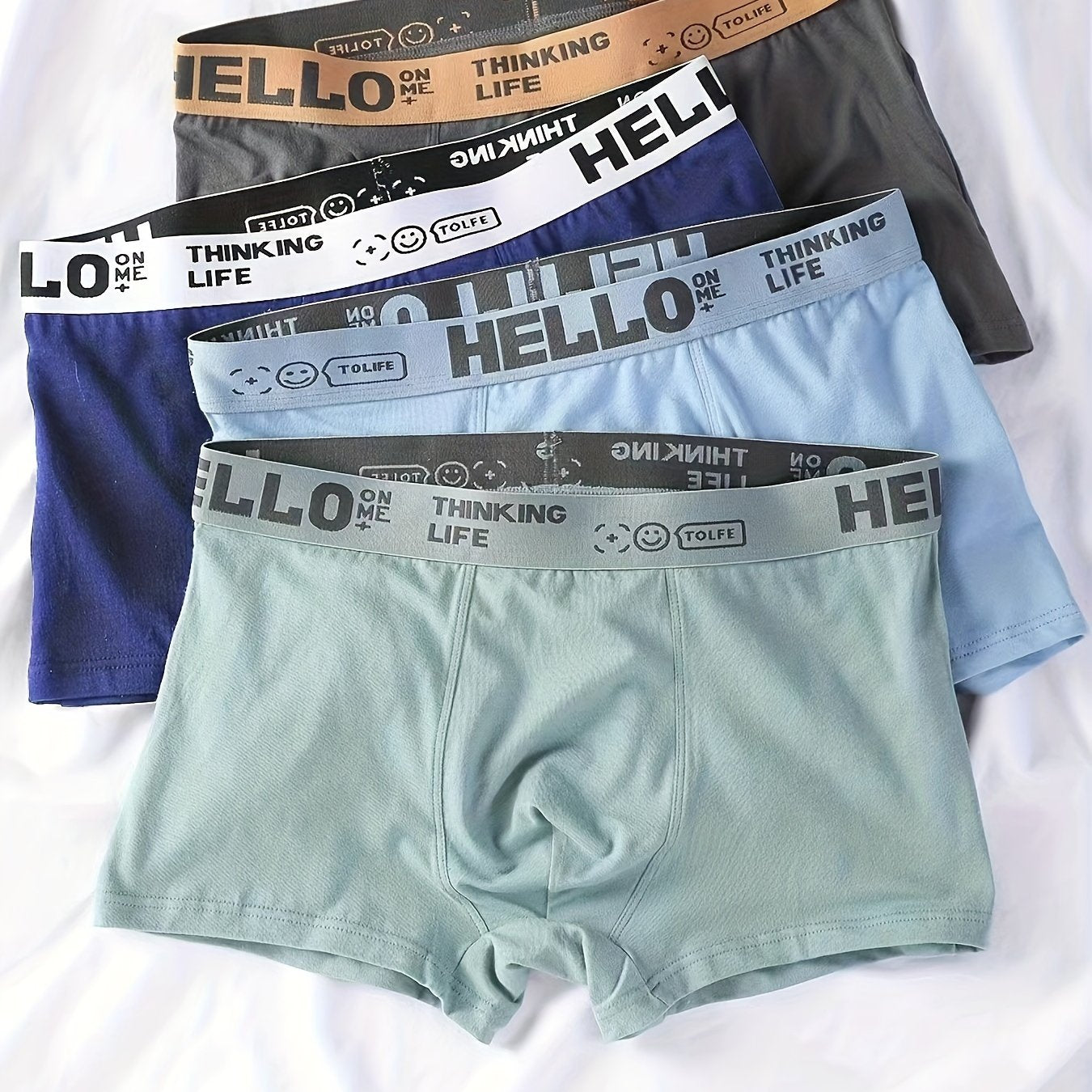 4PCS Men's Underpants Teenagers Men's Underpants Boxer Trendy Underpants Random Printing Non-positioning