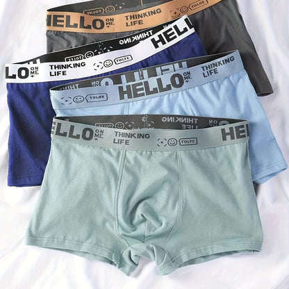 4PCS Men's Underpants Teenagers Men's Underpants Boxer Trendy Underpants Random Printing Non-positioning