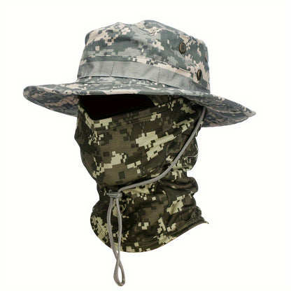 Berretto mimetico, berretto a tesa larga, da uomo, con protezione solare, tattico militare, da pescatore, spesso, traspirante, pieghevole, morbido, per sport all'aria aperta, escursionismo, campeggio, spiaggia, viaggio, pesca