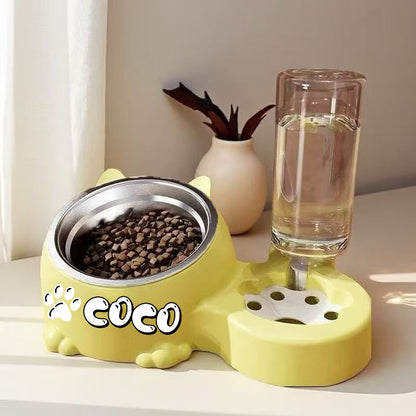 Automatic Smart Pet Feeder and Water Dispenser with Custom Name/Meal Times - Gravity-Fed System, Spill-Proof Design, Easy-Clean Durable Plastic Construction - for Cats, Small Dogs - Auto Food & Water Dispenser with Timer, Ide