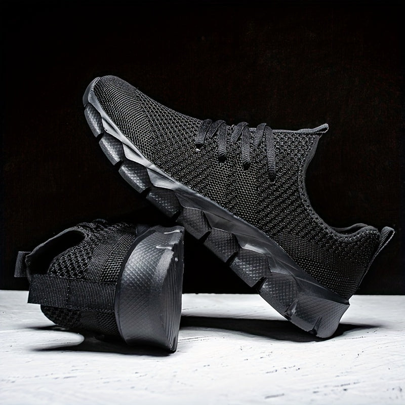 Men's Lightweight Breathable Running Shoe, Lace-Up Casual Sneakers for Gym, Jogging & Daily Wear (All-Season, Solid Color)