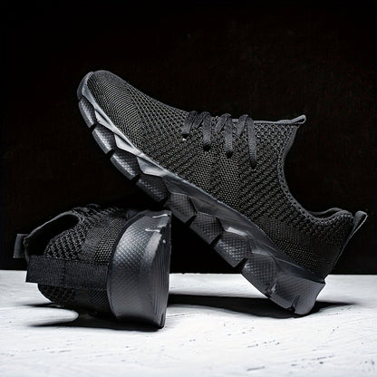 Men's Lightweight Breathable Running Shoe, Lace-Up Casual Sneakers for Gym, Jogging & Daily Wear (All-Season, Solid Color)
