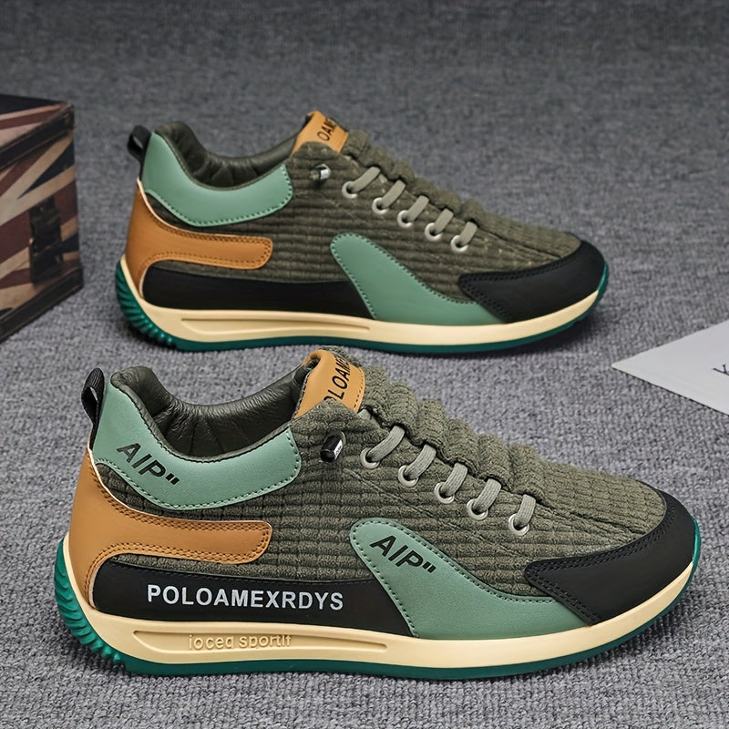 Men's Trendy Woven Knit Breathable Sneakers, Comfy Non Slip Lace Up Casual Shoes for Men's Outdoor Activities