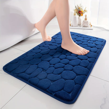 1pc Soft and Comfortable Memory Foam Bath Rug with Cobblestone Embossment - Rapid Water Absorbent and Washable - Non-Slip - Perfect for Shower Room and Bathroom Accessories, Bathroom decorations, kitchen Area Rugs, bedrooom,