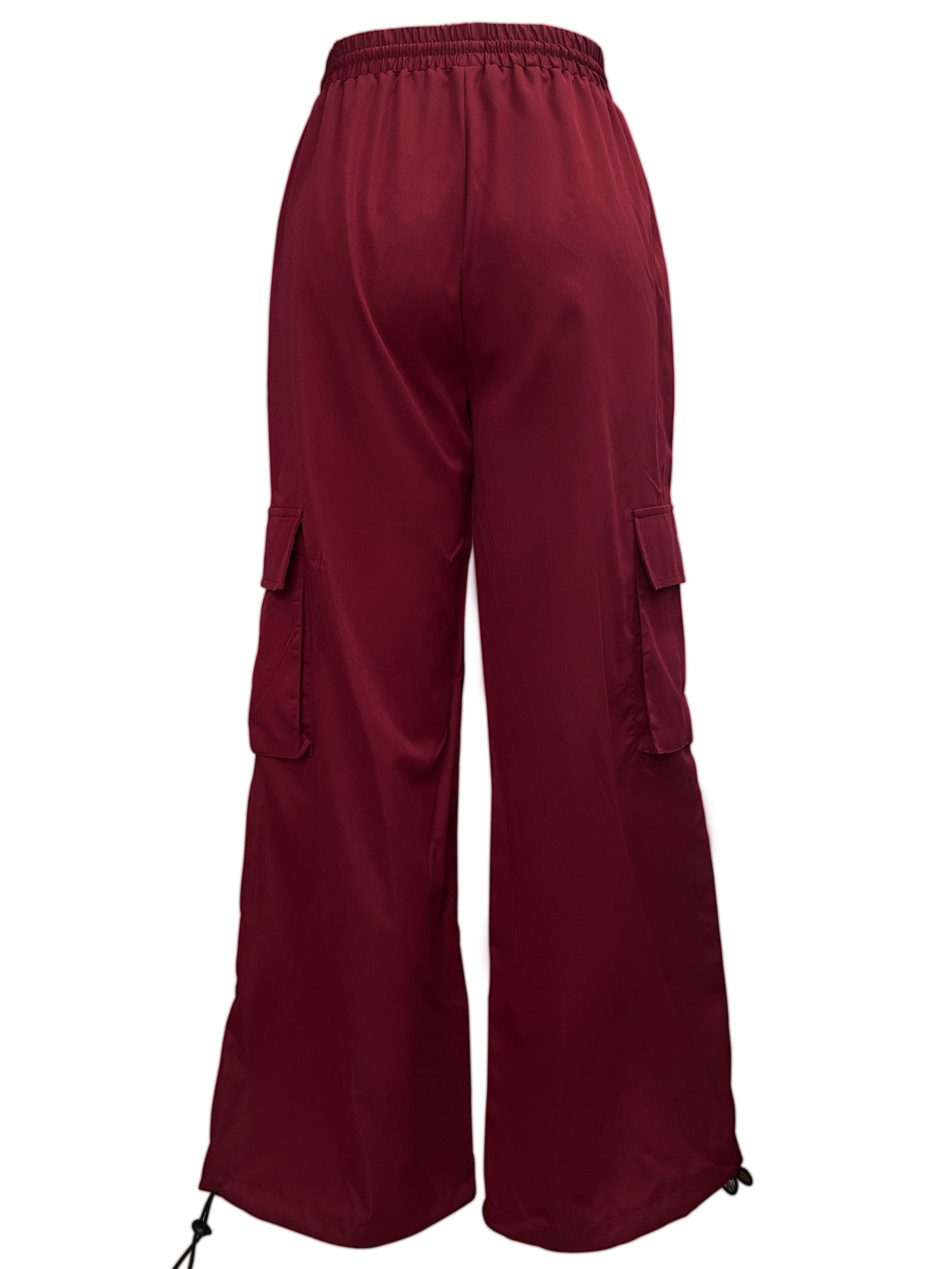 Y2K Drawstring Baggy Pants, Elastic Waist Long Length Pants With Pockets, Women's Clothing
