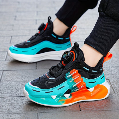 Sneakers sportive vivaci per ragazzi - Traspiranti e antiscivolo, con cinturino a strappo, motivo a nuvole colorate e design a lettere, suola in EVA resistente, perfette per tutte le stagioni, scarpe da ragazza