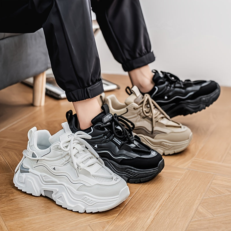 Men'S Cross-Training Shoes - Gym, Running, Casual Sneakers - Breathable Athletic Footwear with Cushioned Rubber Sole - All-Season Workout Shoes - Lace-Up Closure - Black - for Men, Gym Shoes, Sleek Sporty Design, Fabric Lined