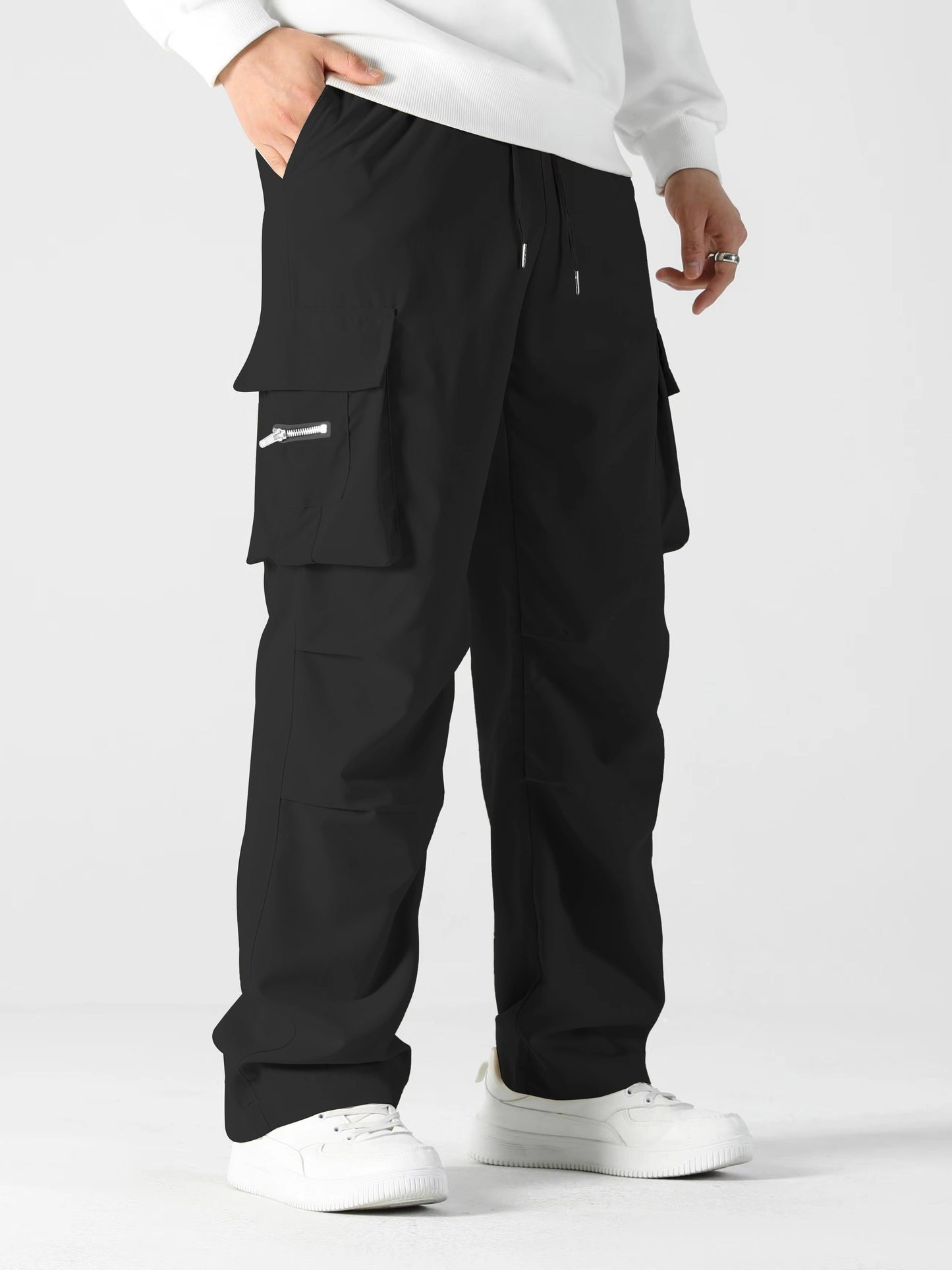 Men's Stylish Cargo Pants - Casual Loose Fit with Multiple Pockets, Perfect for Spring/Fall Outdoor Activities