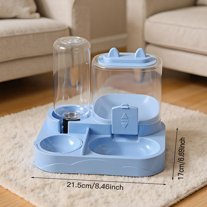 Automatic Gravity-Fed Pet Feeder System with 4 Size Options, Dual Wet/Dry Separation Design to Prevent Spills - No Batteries or Power Required. Suitable for Multiple Pets and Easy-to-Clean Durable Food & Water Dispenser; Idea
