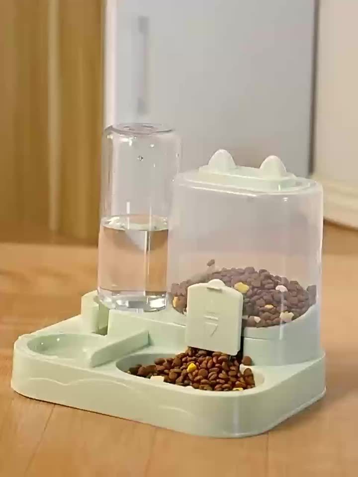 Automatic Gravity-Fed Pet Feeder System with 4 Size Options, Dual Wet/Dry Separation Design to Prevent Spills - No Batteries or Power Required. Suitable for Multiple Pets and Easy-to-Clean Durable Food & Water Dispenser; Idea