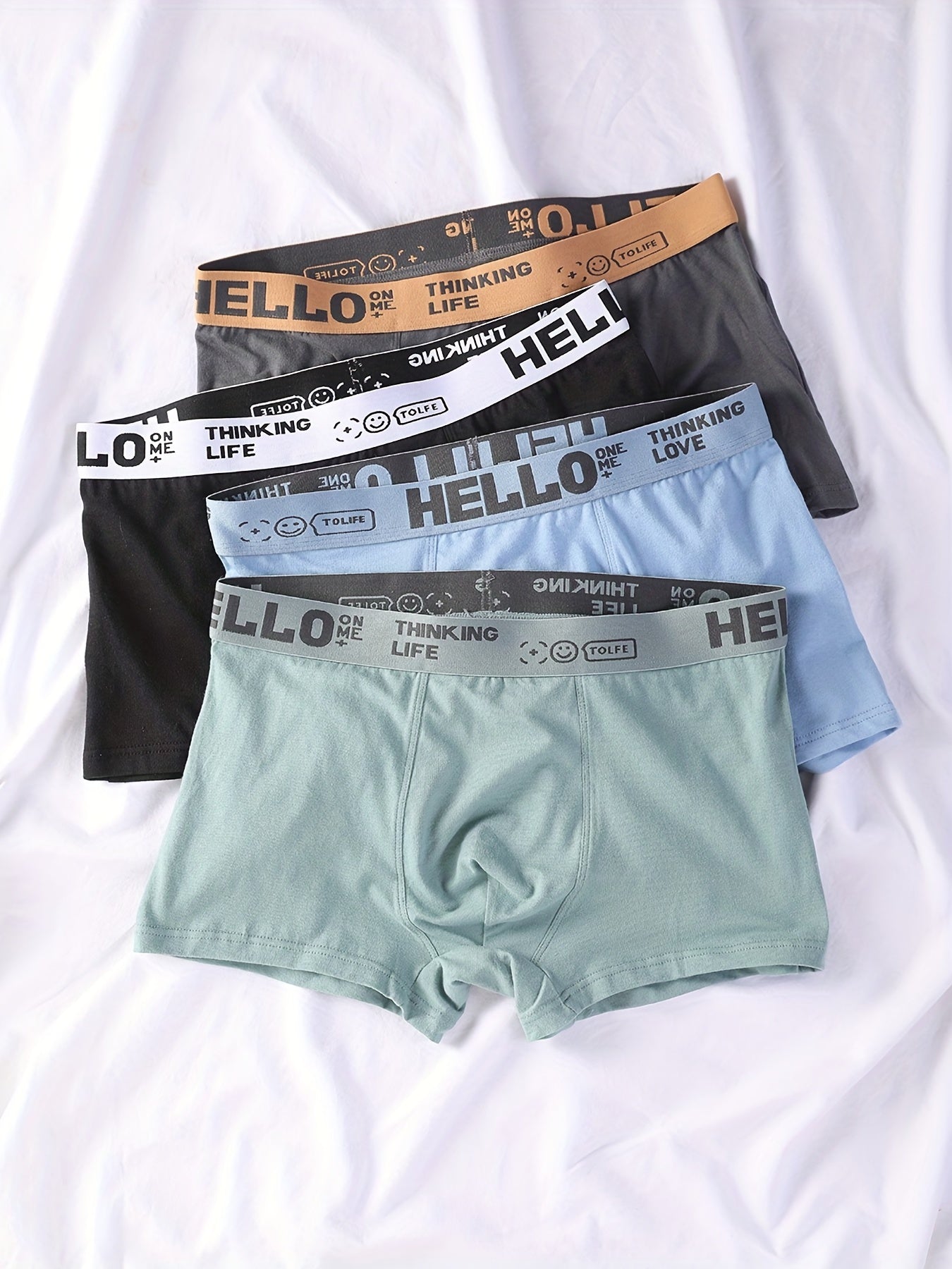 4PCS Men's Underpants Teenagers Men's Underpants Boxer Trendy Underpants Random Printing Non-positioning
