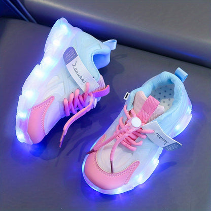 Usb Charging Light Shoes Colorful Sixteen Mode Running Horse Light Shoes Cool Luminous Boys Girls Can Change Color Color Lights Running Sneakers Cartoon Casual Shoelace Light Shoes