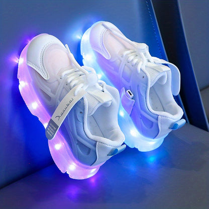 Usb Charging Light Shoes Colorful Sixteen Mode Running Horse Light Shoes Cool Luminous Boys Girls Can Change Color Color Lights Running Sneakers Cartoon Casual Shoelace Light Shoes