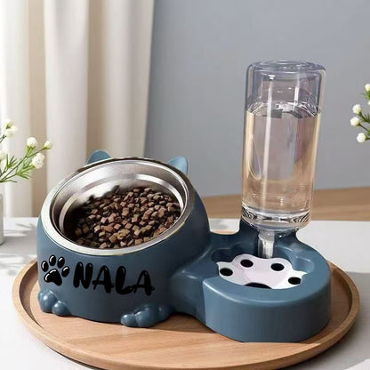 Automatic Smart Pet Feeder and Water Dispenser with Custom Name/Meal Times - Gravity-Fed System, Spill-Proof Design, Easy-Clean Durable Plastic Construction - for Cats, Small Dogs - Auto Food & Water Dispenser with Timer, Ide