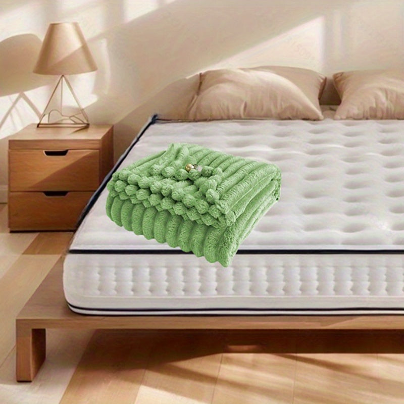 Coperta in pile con coulisse - Morbida, calda e soffice, motivo in pelliccia di coniglio finta, perfetta per fare un pisolino, in ufficio, in campeggio o sul divano, versatile coperta regalo per tutte le stagioni | Coperta in pile di peluche | Morbida