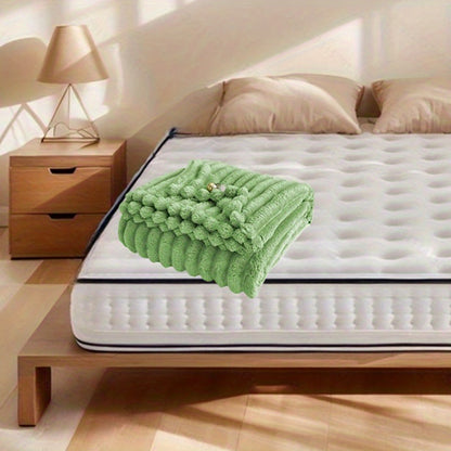 Coperta in pile con coulisse - Morbida, calda e soffice, motivo in pelliccia di coniglio finta, perfetta per fare un pisolino, in ufficio, in campeggio o sul divano, versatile coperta regalo per tutte le stagioni | Coperta in pile di peluche | Morbida