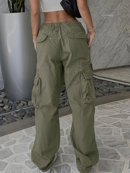 Side Flap Pocket Vintage Baggy Cargo Jeans, Loose Fit Streetwear Denim Pants, Women's Denim Jeans & Clothing