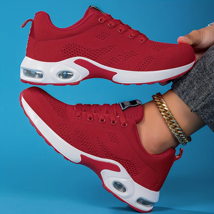 Scarpe da ginnastica con cuscino d'aria da donna, scarpe da corsa ammortizzanti in tessuto volante, comode scarpe sportive da esterno con lacci