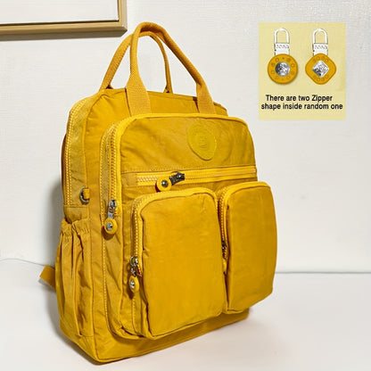 Zaino alla moda da donna, in nylon, con manico morbido, tinta unita, multitasche, con cerniera da viaggio, borse scolastiche femminili, zaino per laptop