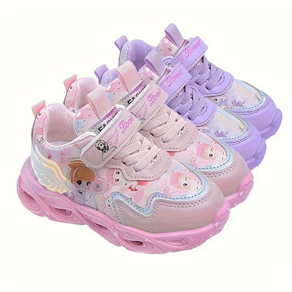 Sneakers luminose per bambini: cinturini magici da principessa, luce notturna, design a cartoni animati, basse, materiale PU, adatte a bambine e bambini da 0 a 14 anni