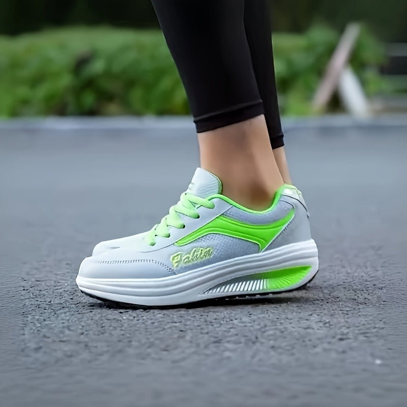 Fashion Walking Shoes For Women, Shock Absorption Wedge Sneakers, Breathable Outdoor Casual Sneakers