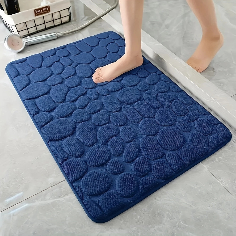 1pc Soft and Comfortable Memory Foam Bath Rug with Cobblestone Embossment - Rapid Water Absorbent and Washable - Non-Slip - Perfect for Shower Room and Bathroom Accessories, Bathroom decorations, kitchen Area Rugs, bedrooom,