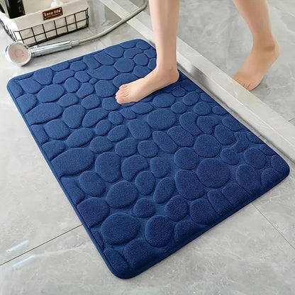 1pc Soft and Comfortable Memory Foam Bath Rug with Cobblestone Embossment - Rapid Water Absorbent and Washable - Non-Slip - Perfect for Shower Room and Bathroom Accessories, Bathroom decorations, kitchen Area Rugs, bedrooom,