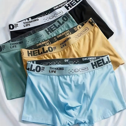 4PCS Men's Underpants Teenagers Men's Underpants Boxer Trendy Underpants Random Printing Non-positioning