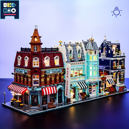 Set di mattoncini per modelli architettonici UKBOO per adulti, kit di mini mattoncini con vista sulla strada europea, giocattolo da collezione per la costruzione di case a schiera, regalo educativo fai da te per adolescenti dai 14 anni in su