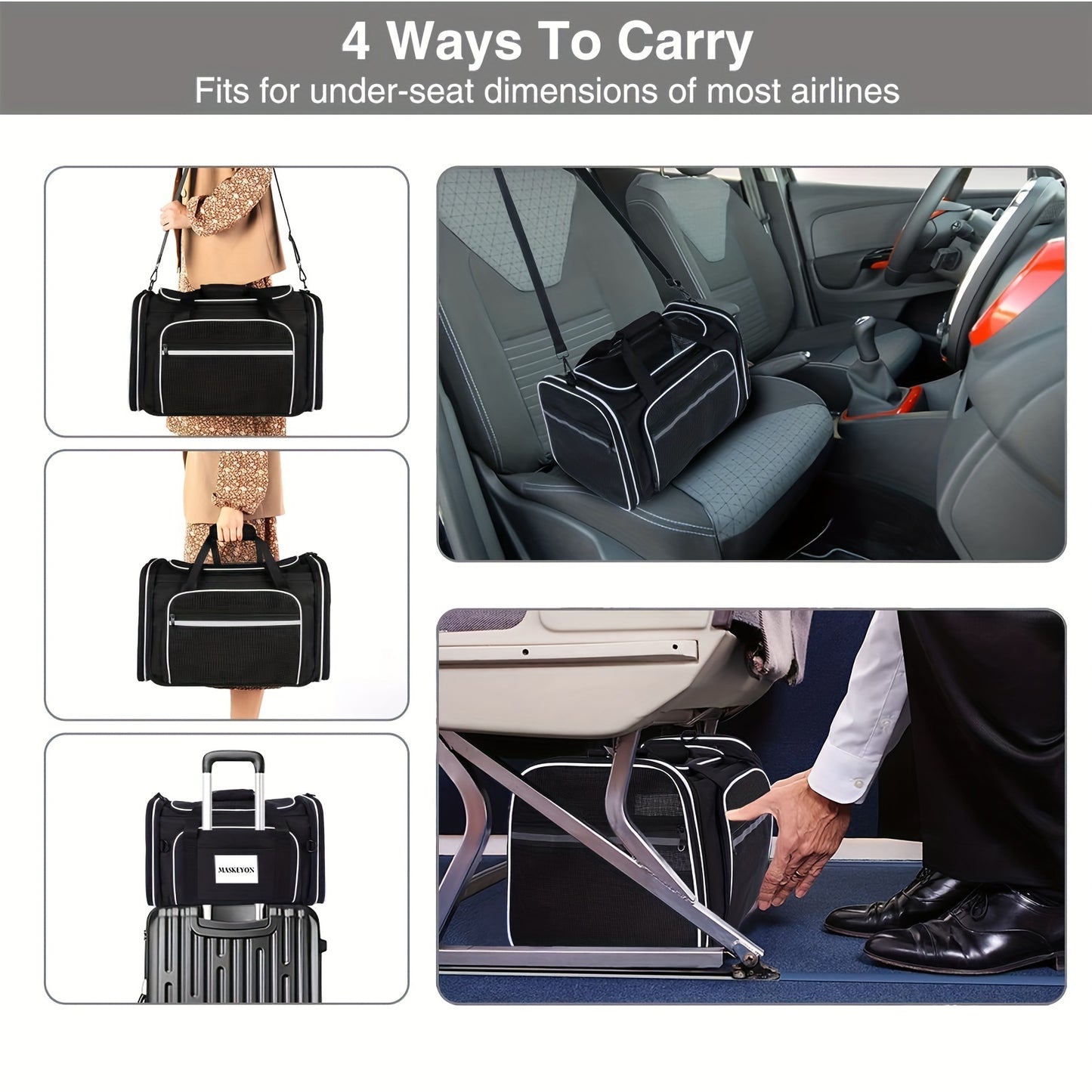 Pet Carrier Airline Approved, 4 Sides Expandable Cat Carrier Bag with Removable Fleece Pad, Large Soft Sided Pet Travel Carrier, Dog Carrier for Cats, Puppy and Small Dog