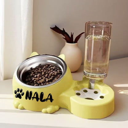Automatic Smart Pet Feeder and Water Dispenser with Custom Name/Meal Times - Gravity-Fed System, Spill-Proof Design, Easy-Clean Durable Plastic Construction - for Cats, Small Dogs - Auto Food & Water Dispenser with Timer, Ide