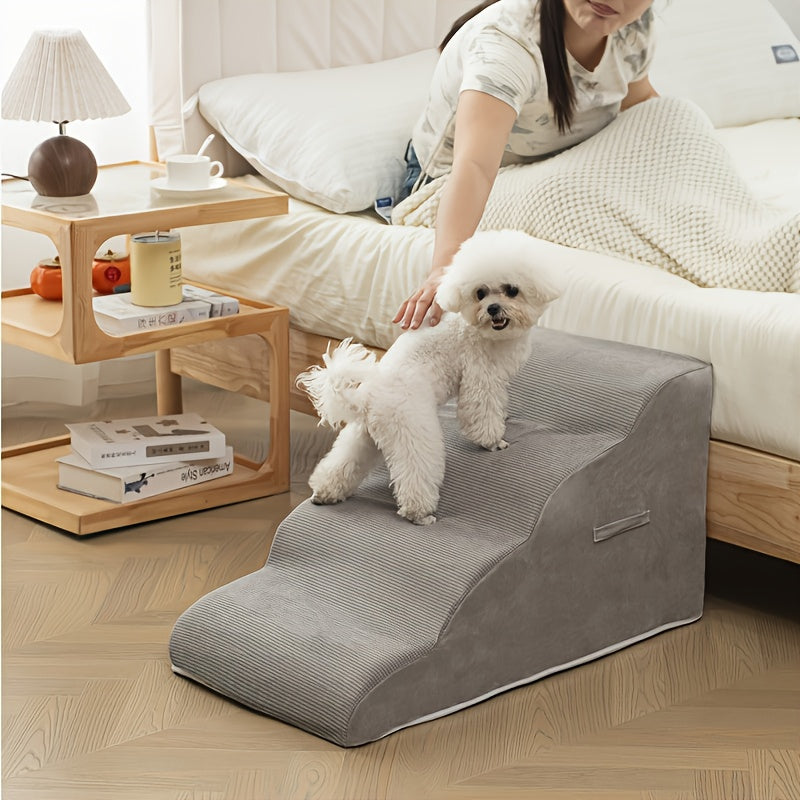 Washable Pet Ramp, Pet Safety Steps, Suitable for Senior Dogs - Non-slip high-density foam steps, diagonal design with soft flannel fabric, suitable for small and medium-sized dogs and cats, Pet Mobility Assist Fashion Ladder
