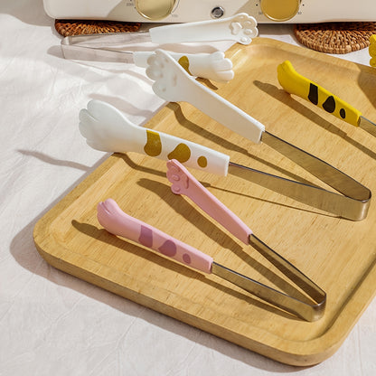 1 pinza per alimenti a forma di zampa di gatto, simpatiche pinze per pasti in cartone animato, pinze per barbecue in acciaio inossidabile, clip per panini, clip per cubetti di ghiaccio, pinze per zucchero, gadget da cucina