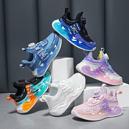 Sneakers basse casual con bottone girevole per ragazze, sneakers traspiranti, leggere e resistenti all'usura per la primavera e l'autunno