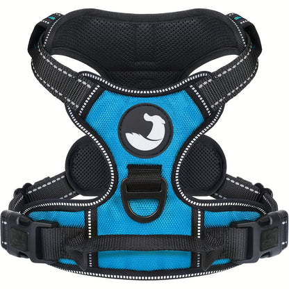 Dog Harness, Reflective No Choke Pet Vest With Front And Back 2 Leash Clips, Soft Padded Dog Harnesses With Easy Control Handle For Training And Walking