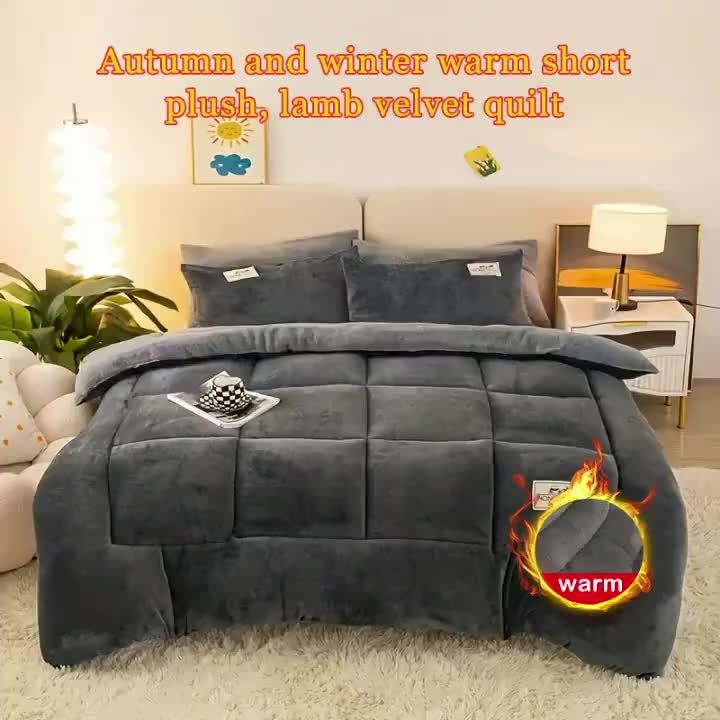 1pc Luxury Thickened Winter Quilt - Soft Light -Friendly Bedding with Quilted Stitching, Machine Washable, Plush Texture for Modern Minimalist Bedroom Decor, Rustic Country Style