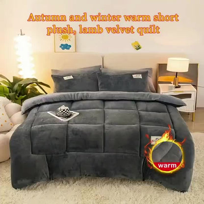 1pc Luxury Thickened Winter Quilt - Soft Light -Friendly Bedding with Quilted Stitching, Machine Washable, Plush Texture for Modern Minimalist Bedroom Decor, Rustic Country Style